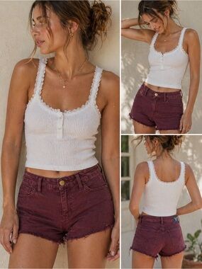American Eagle Outfitters Burgundy Denim Shorts